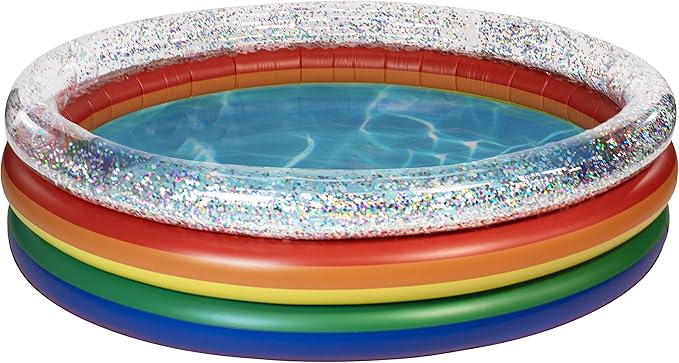 Poolcandy Inflatable Sunning Pools for up to 3 Adults (Rainbow Collection Sunning Pool Multicolor Glitter)