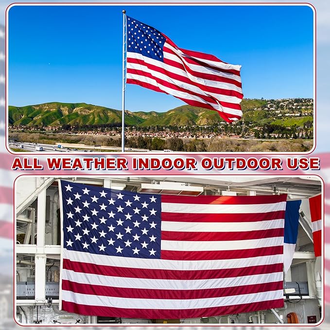 American Flag 4x6 ft for Outside, Tearproof Super Tough Series, Heavy Duty Spun Polyester, All Weather US Flag High Wind with Embroidered Stars, Brass Grommets, Ultra Durable USA Flags for Outdoor