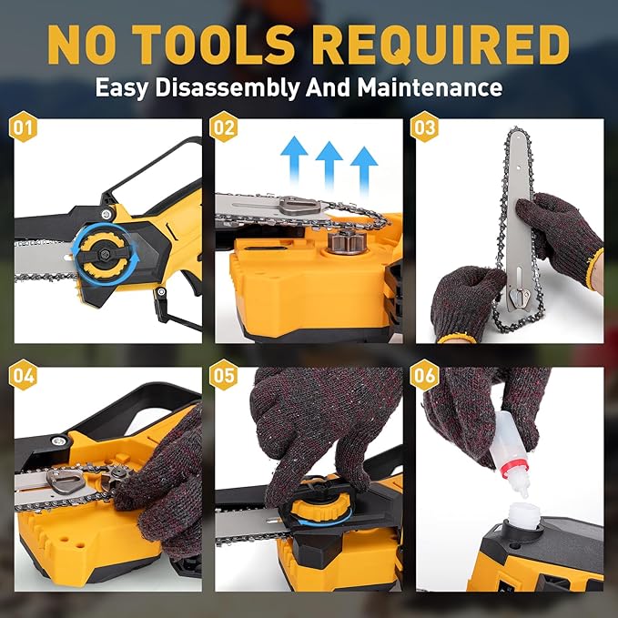 Mini Cordless Chainsaw for Dewalt Battery 20V MAX, 8" & 6" 2-IN-1 400W Electric Brushless Chainsaw with 3000mAh Batteries & Auto Oiler Hand Saw for Wood Cutting, Tree Trimming