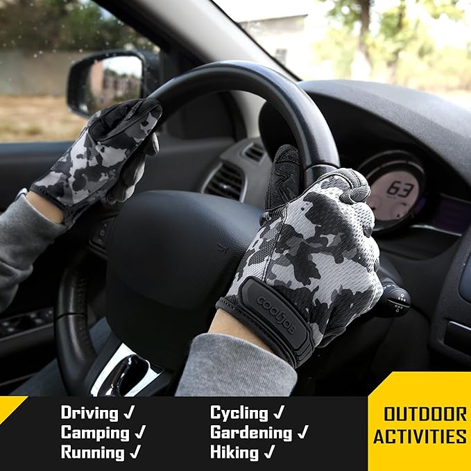 COOLJOB Touchscreen Utility Mechanic Safety Work Gloves For Men with Grip, Breathable, Ultra-Soft, Lightweight，S-XL