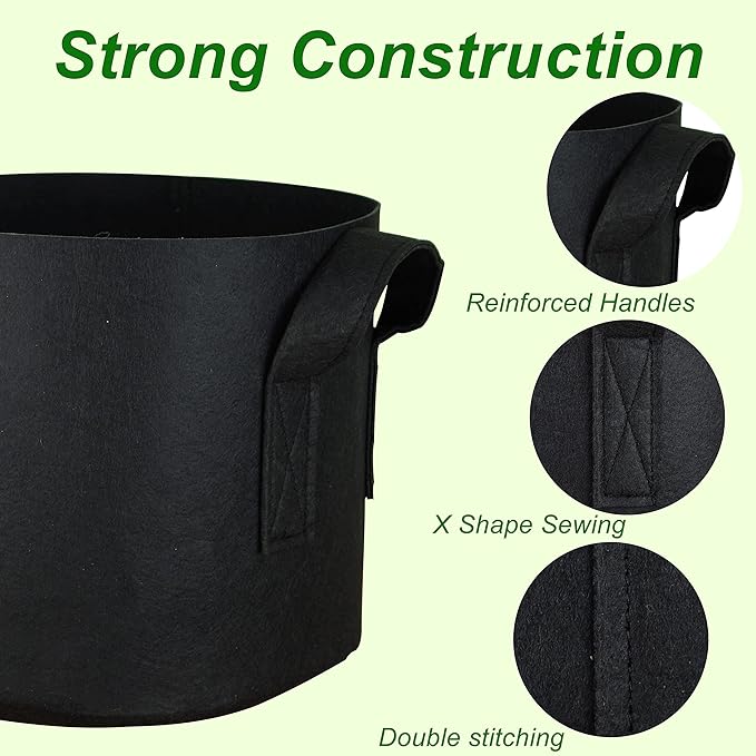 PHYEX 12-Pack 1 Gallon Nonwoven Grow Bags, Heavy Duty Aeration Fabric Pots with Durable Handles, Come with 12 Pcs Plant Labels