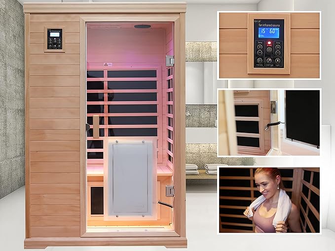 Far Infrared Sauna,Home Sauna,Low EMF Indoor Saunas for Home 2 Person 1,750watt,360° Surround Carbon Crystal Heating Panel-Chromotherapy Lighting-Bluetooth-Canadian Hemlock