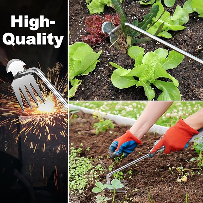 LANBOUY Weed Rake Puller Gardening Weed Garden Hand Weed Puller Tool, Yard Weed Puller Gardening Small Weeding Rake, for Lawn Farm Farming Remover Weed Puller