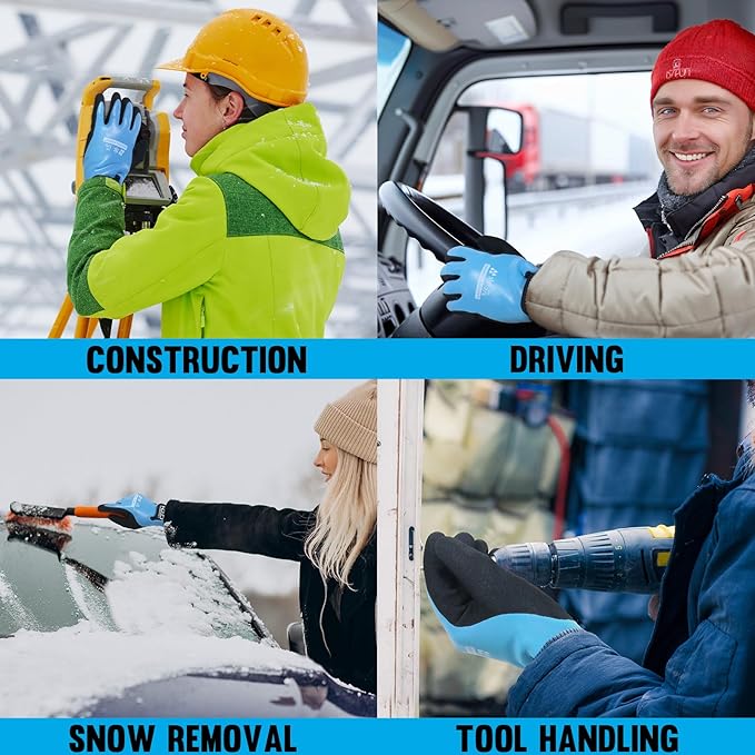 HANDLANDY Waterproof Work Gloves for Cold Weather, Insulated Winter Freezer Work Gloves with Grip for Men & Women