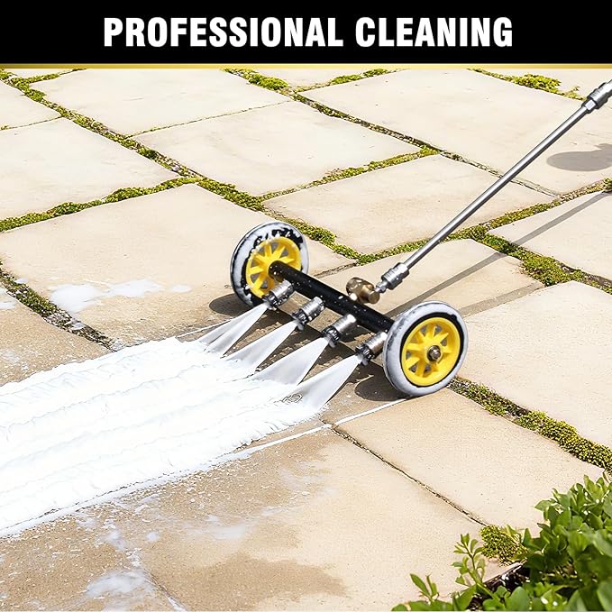 JANZ 16'' Pressure Washer Undercarriage Cleaner and Water Broom Attachment with Foam Cannon, 3 Pcs Extension Wands and 16 Nozzles - 4000PSI, 1/4'' Connector - for Electric and Gas Power Washers