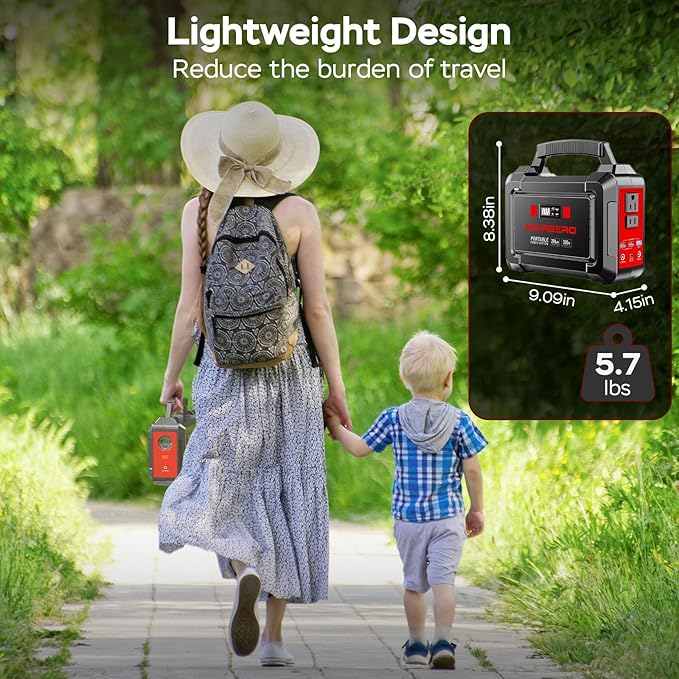 MARBERO Portable Power Station 350W Peak Camping Solar Generator Laptop Charger 296Wh Power Bank with AC Outlet 110V with Multi-Output LED Flashlights for CPAP Home Camping Hurricane Emergency