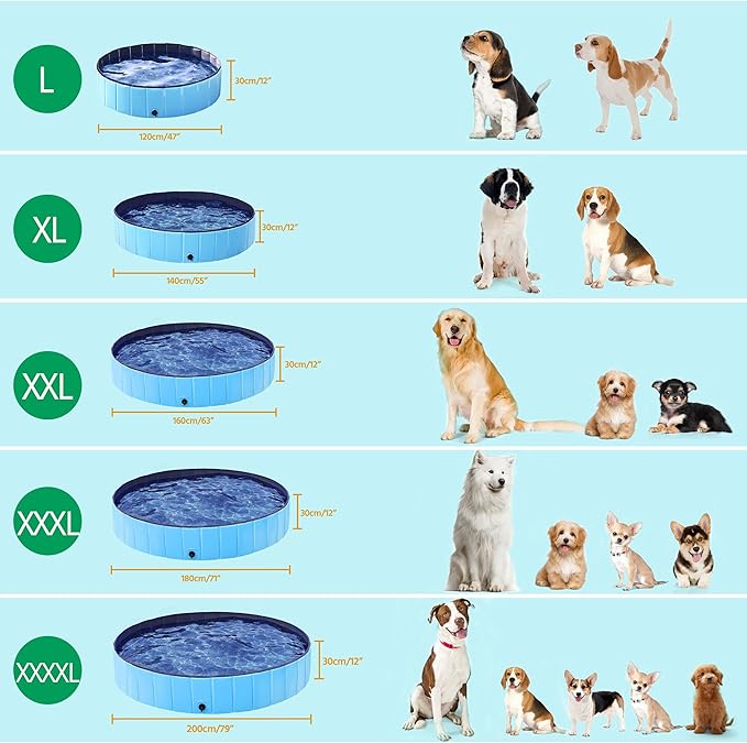 Yaheetech Foldable Dog Pool Collapsible Hard Plastic Dog Swimming Pool Portable Pet Pools Doggie Wading Pool Bath Tub for Puppy Small Medium Large Dogs, 63 x 12 Inches Blue
