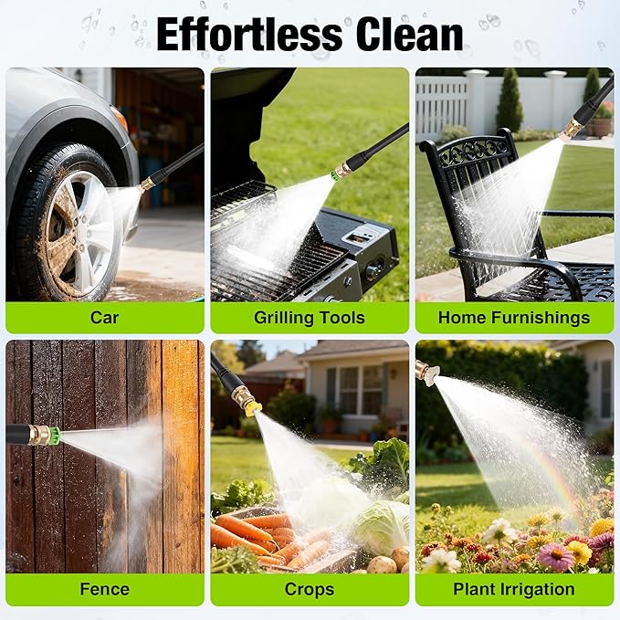 Pressure Washer - True 1378 PSI 1.25 GPM Power Washer with No-Bend 360° Nozzle, Foam Cannon & Complete 4-Nozzle Set for Car, Driveway, Patio