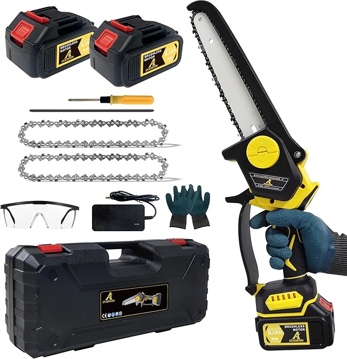 Mini Chainsaw, 8-Inch Battery-Powered Cordless Electric Handheld with Auto-Oiler System - Effortlessly Tackle Any Gardening Work