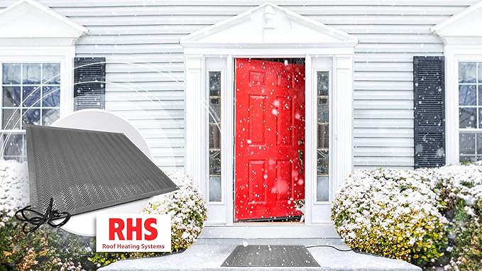 RHS Snow Melting Mat, Anti-Slip Walkway Herringbone Design, Color Gray, Outdoor Mat, Prevents ice Formation, Melts up to 2 inches of Snow per Hour, 120 Volts (30-inches x 6-feet)