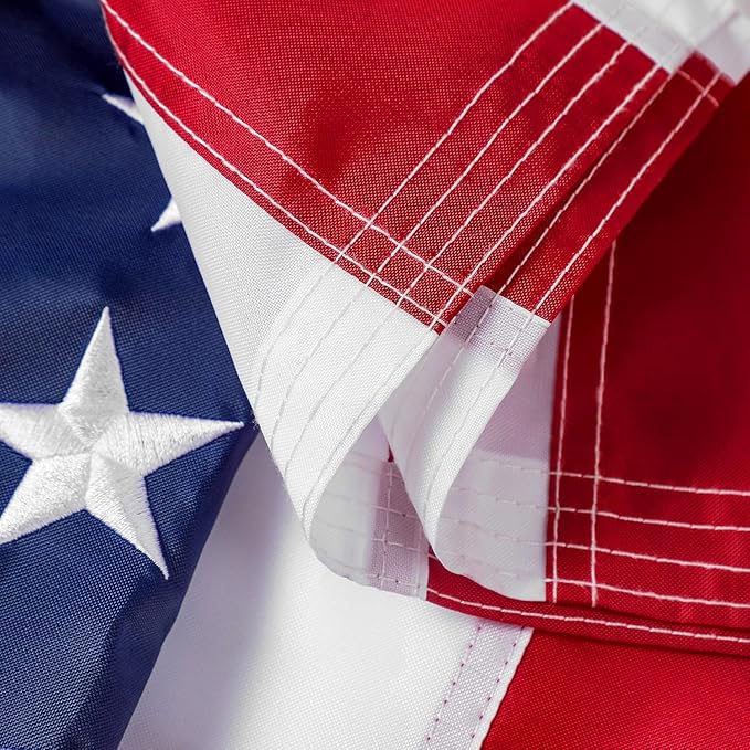 American Flag 8x12 ft: Long Lasting US Flag, Heavy Duty Nylon, Embroidered Stars, Sewn Stripes, Brass Grommets, UV Protection Perfect for Outdoors! USA Flag