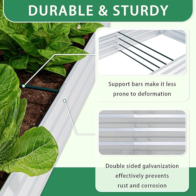 6x3x1 Ft Planter Raised Bed with Cover, Metal Planter Box with Cover, Planters Small Antifreeze Greenhouse Kit for Outdoor Plants, Flower, Galvanized Garden Bed Planter Gardening Supplies