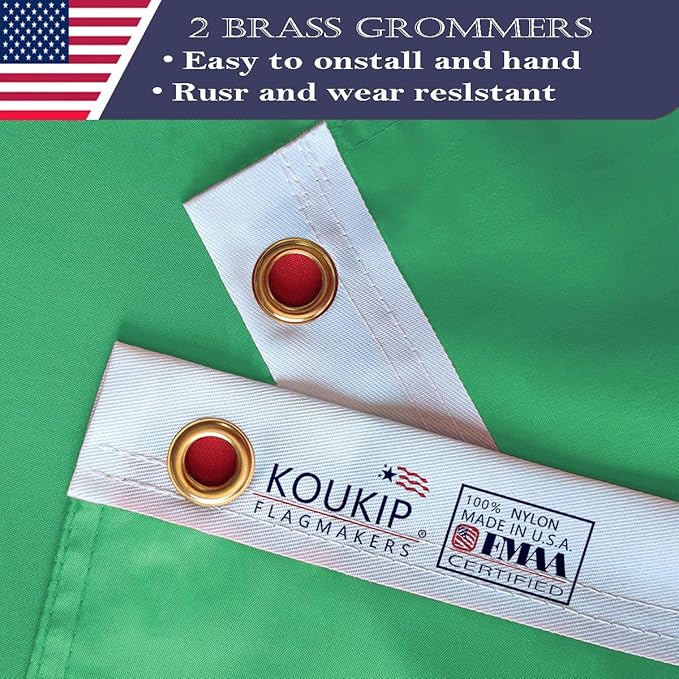 Double Sided Ireland Flag 4x6 Made in USA Outdoor Heavy Duty 3 Ply Polyester Irish Flag with White Starting Tape and 2 Brass Grommets