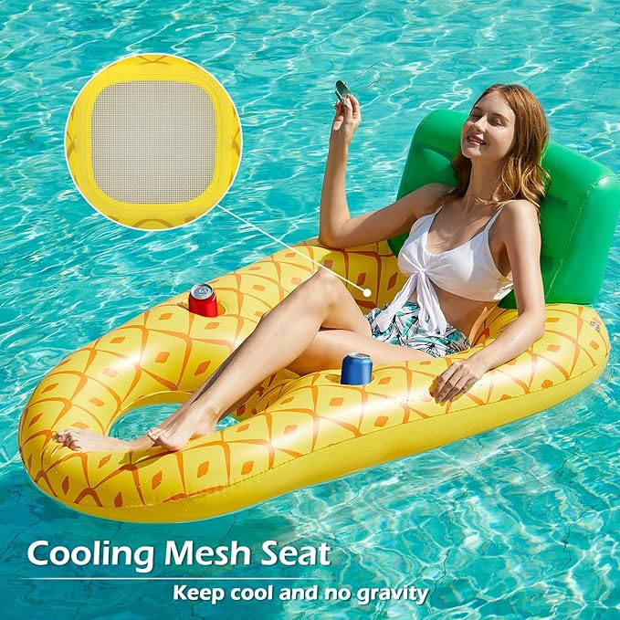 Jasonwell Inflatable Pool Float Adult - Pool Floaties Lounger Floats Raft Floating Chair Water Floaty for Swimming Pool Lake Lounge Float with Cup Holders Beach Pool Party Toys for Adults