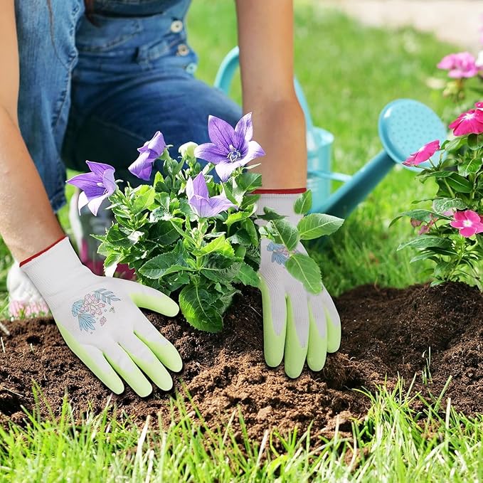 Gardening Gloves for Women,6 Pairs Garden Gloves for Women,Bulk Pack Work Gloves Women Rose Pink Green Aqua Large