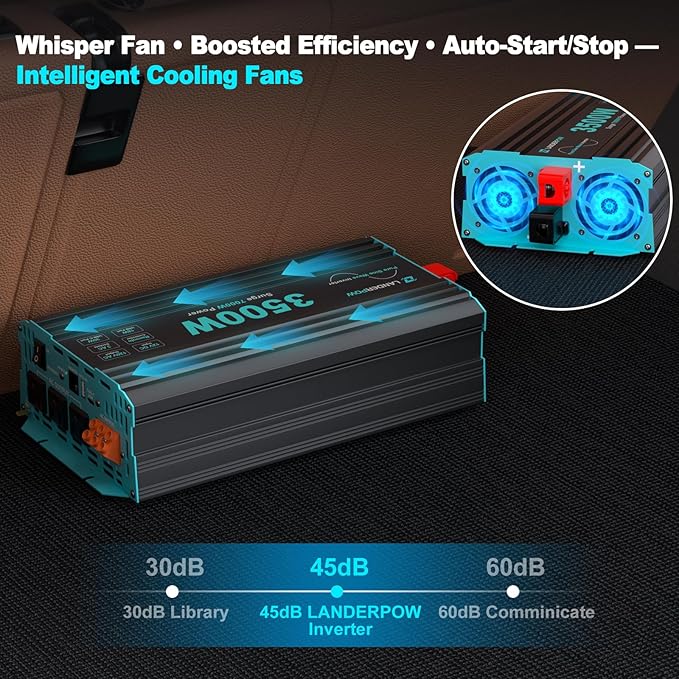 Pure Sine Wave 3500W Power Inverter 12V DC to 120V AC for RV, Truck, Home, Off-Grid, Solar, Inverter with 3 AC Outlet, 30W USB-C, 5V 3.1A USB, Hardwire Port, 15FT Remote Control, Surge 7000W