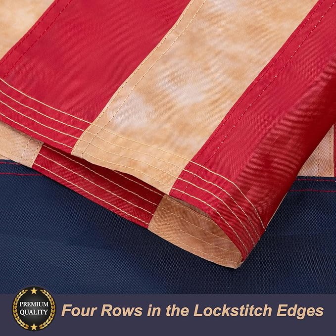 Homissor Betsy Ross Flag 3x5 Feet Tea-Stained Vintage American Flags Heavy Duty Outdoor Embroidered 13 Star Colonies Banner for Outside