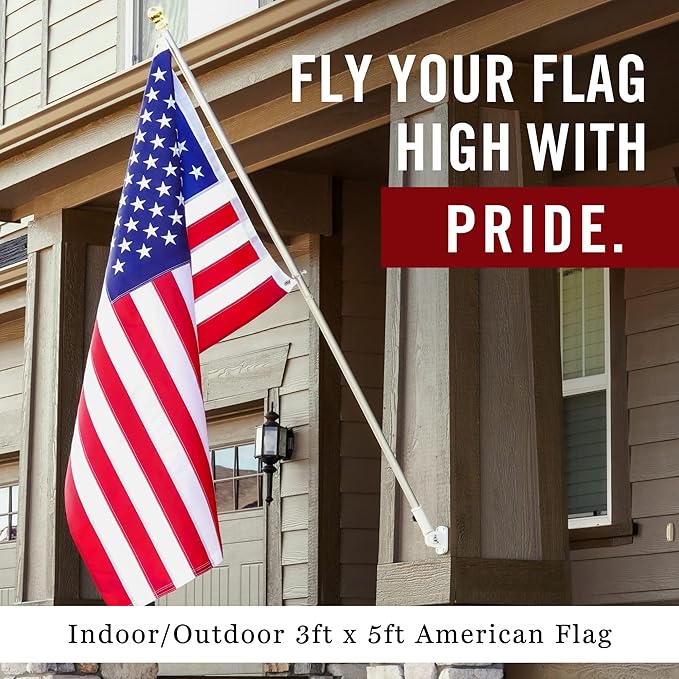 American Flag 3x5 Made in USA | Heavy Duty 400D Oxford Nylon for High Winds | Quadruple Stitched Fly End | Embroidered Stars & Sewn Stripes | Brass Grommets | U.S. Flag