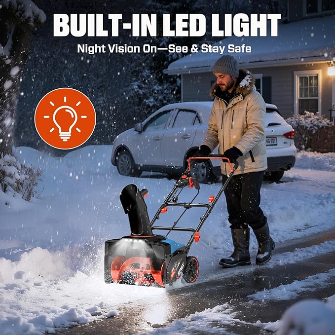 SENIX Corded Snow Blower,18 Inch Snow Thrower, Electric Snow Blower with 8" Clearing Depth, 600lbs/min, Max 33ft Throw Distance, 14Amp,1700 Watt Motor, 4 LED Lights