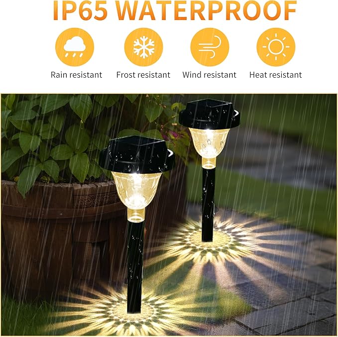 Siatom Solar Pathway Lights 10 Pack, Bright Solar Path Lights Outdoor Waterproof IP65, Walking Path Solar Lights for Outside, Garden, Lawn, Walkway, Yard (Warm White)