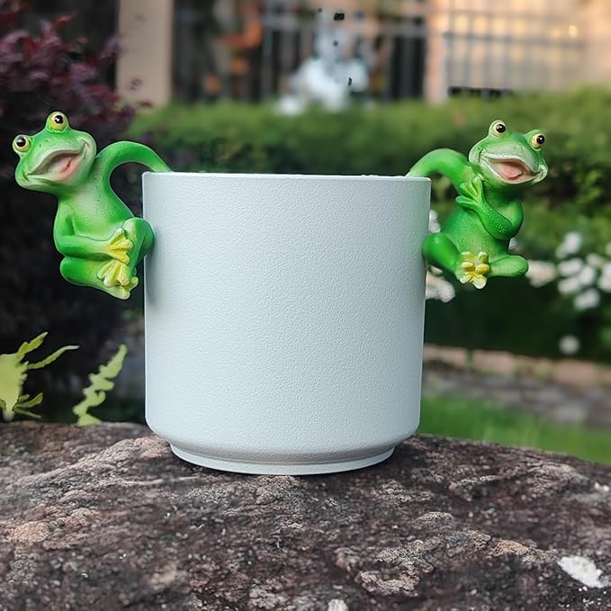 3 PCS Playful Frog Statues Pot Hugger Decorations for Plant, Miniature Frog Figurines,Women Gifts,Garden Decor Outdoor, Suitable for Flower, Courtyard and Lawn Decorations
