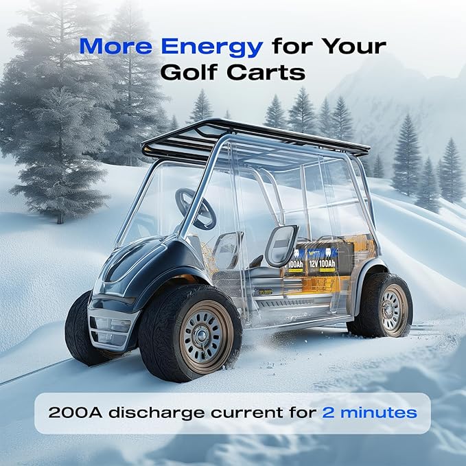 Wattcycle 12V 100Ah LiFePO4 Lithium Battery 4 Pack - BCI Group 24, 15000 Cycles, Built-in 100A BMS, Low-Temperature Protection - Ideal for RVs, Golf Cart, Home Energy Storage, Marine (4 Pack)