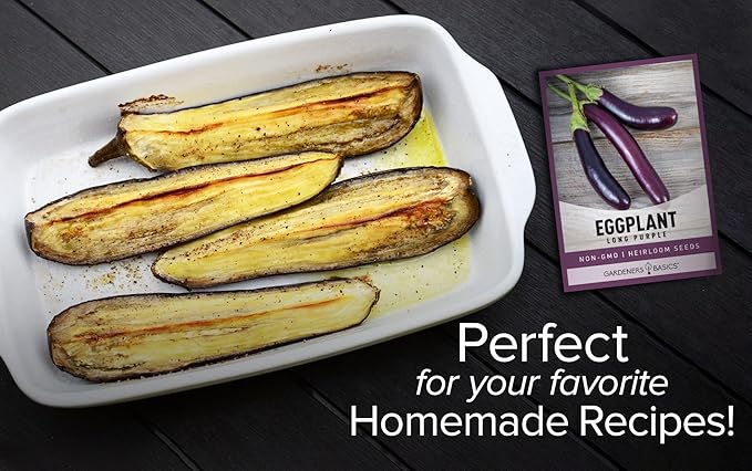 Gardeners Basics, Eggplant Seeds for Planting - (Long Purple) is A Great Heirloom, Non-GMO Vegetable Variety- 500 mg Seeds Great for Outdoor Spring, Winter and Fall Gardening