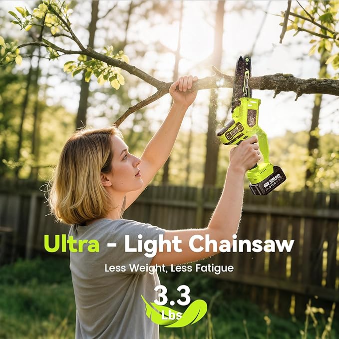 Electric Pole Saws for Tree Trimming, 6" & 8" Mini Chainsaw Cordless with Extension Pole & 2x4Ah Batteries, 20V Pole Chain Saw Battery Powered, Max Reach 16 Ft, Tree Trimmer Limb Branch Cutter Pruner