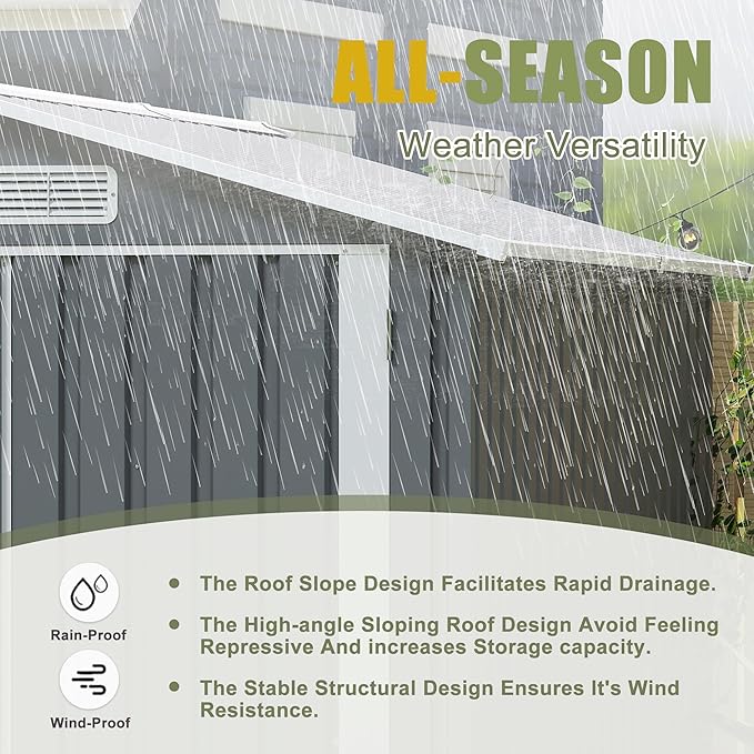 6x8 FT Outdoor Metal Storage Shed with Lockable Door, Steel Garden Utility Shed with Vents and Window, Backyard Patio Tool Shed for Lawn Equipment, Bike, Firewood and Mower Storage, Gray