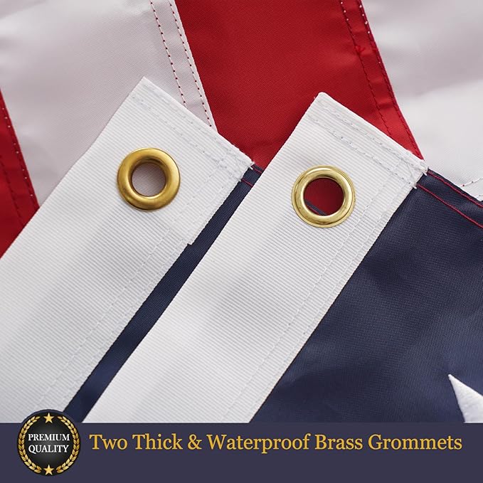Homissor American Flags for Outside Large US Flag 6x10 Heavy Duty Outdoor USA Banner Embroidered Stars High Wind All Weather Sewn Stripes Brass Grommets