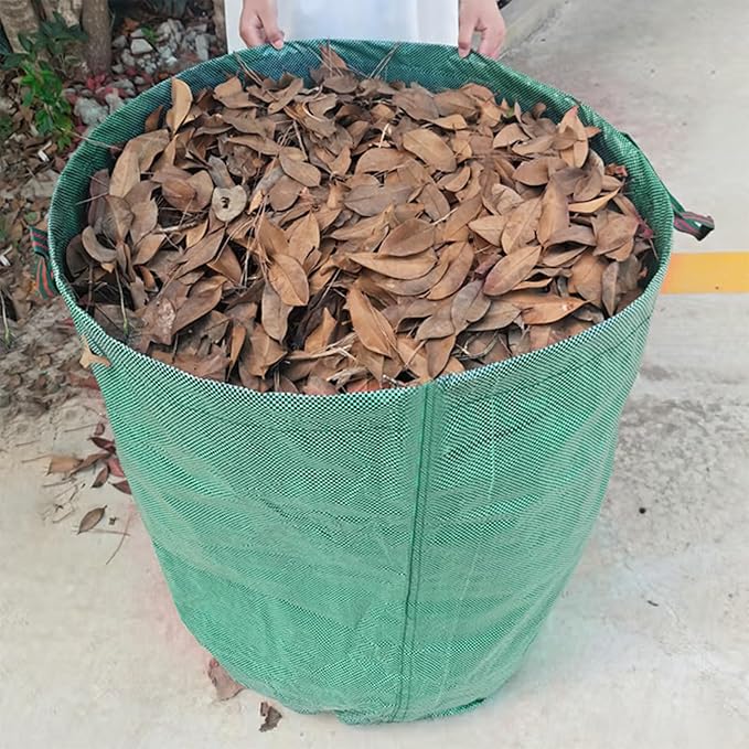 2 PCS 106 Gallon Yard Waste Bags, Reusable Lawn and Leaf Bags Heavy Duty Garden Bags with 2 Pair Gloves for Clean Up Outdoor Debris Leaves Grass Clippings
