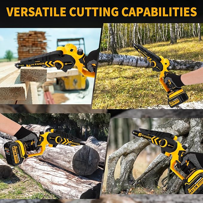 Brushless Mini Chainsaw, 8" & 6" Hand Held Cordless Chain Saw with 2 x 4.0Ah Battery, Portable Small Electric saw Cordless with 4 Chain Guide, Mini Motosierra for Tree Pruning Wood Cutting