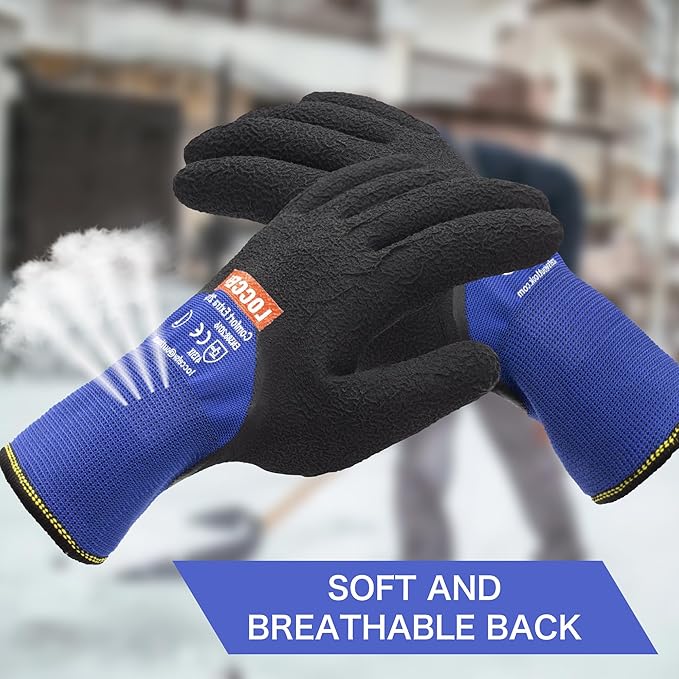 LOCCEF 2 Pairs Winter Work Gloves for Men and Women, Freezer Gloves for Work Below Zero, Thermal Insulated, Super Grip