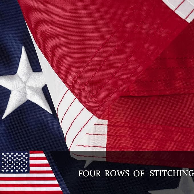American Flag 5x8ft Long Lasting for Outside, Heavy Duty Nylon, Embroidered Stars, Brass Grommets, Perfect for Outdoor US Flags Show Your Patriotism