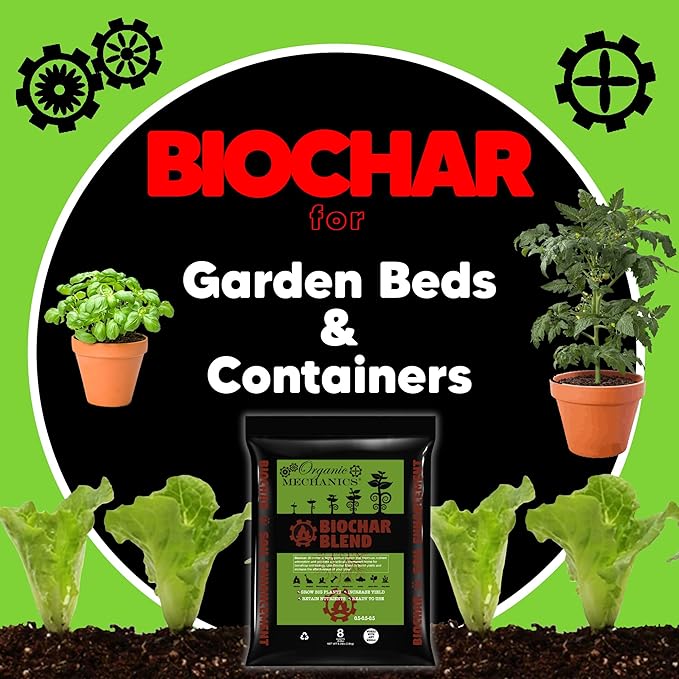 Biochar Soil Blend, 8 Quarts - Enhances Plant Growth with Bone Char, Worm Castings, and Compost for Garden Beds & Containers - Eco-Friendly & Locally Sourced