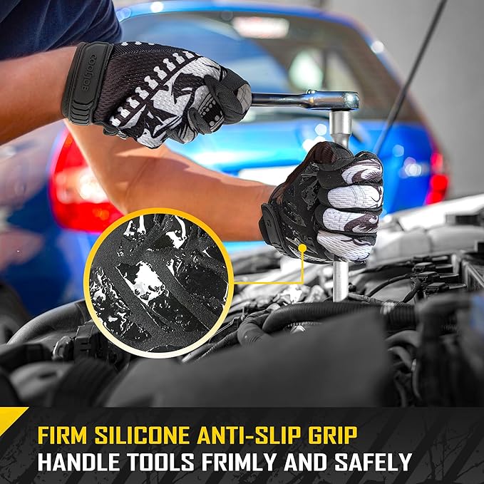 COOLJOB Touchscreen Utility Mechanic Safety Work Gloves For Men with Grip, Breathable, Ultra-Soft, Lightweight，S-XL