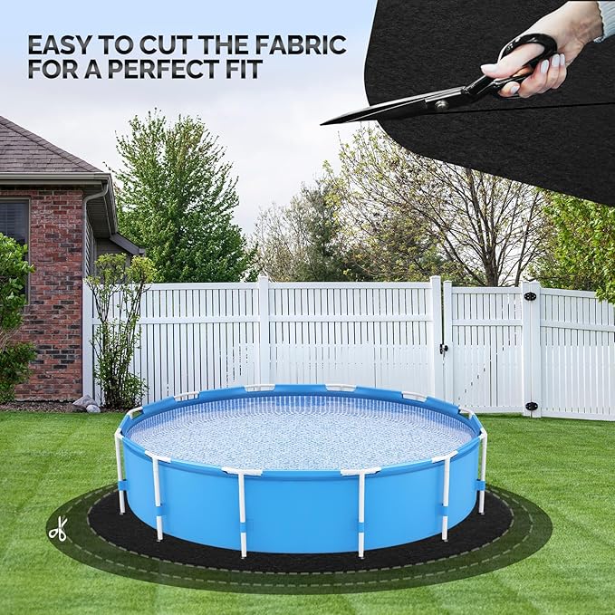 VINGLI 12 FT Round Pool Liner Pad for Above Ground Swimming Pools, Extra Thick Swimming Pool Liner, Prevent Punctures, Weed Barrier, Black