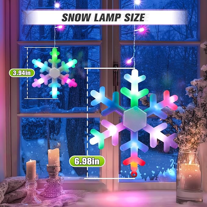 Christmas Snowflake Lights Outdoor, 16.73ft Outdoor Led Icicle Christmas Lights with 20 Drops, Waterproof Icicle String Light for Eaves, Window, Curtain Xmas Decorate