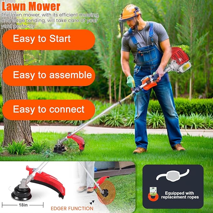 Weed Eater Gas Powered,52cc 2 Stroke Gas Weed Wacker, 5 in 1 Multi Functional Trimming Tools,Gas Hedge Trimmer,String Trimmer,Weed Eater,Brush Cutter,Pole Chainsaw with Extension Pole 9500rpm 2.3kw