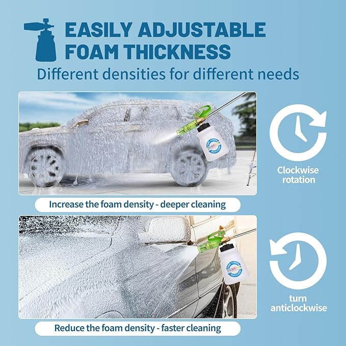 DUSICHIN Foam Cannon for Pressure Washer Wide Neck Car Wash Snow Soap Dispenser for Car Washing with 1/4 Inch Quick Connector, Additional 1.04 mm Orifice Nozzle DUS2601