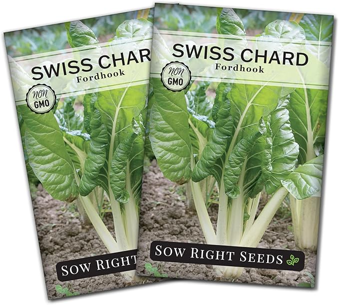 Sow Right Seeds - Fordhook Swiss Chard Seed for Planting - Non-GMO Heirloom Packet with Instructions to Plant and Grow an Outdoor Home Vegetable Garden - Nutritious, Flavorful - Great Gift (2)