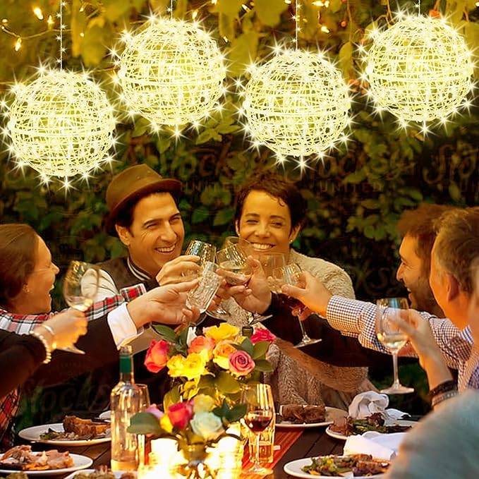 Christmas String Lights Outdoors,4 Pack 15.74" Sphere Lights,Ball Tree Garden Globe Lights for Home, Party, Christmas, Porch Patio,Wedding, Garden,Tree Decoration with Plug