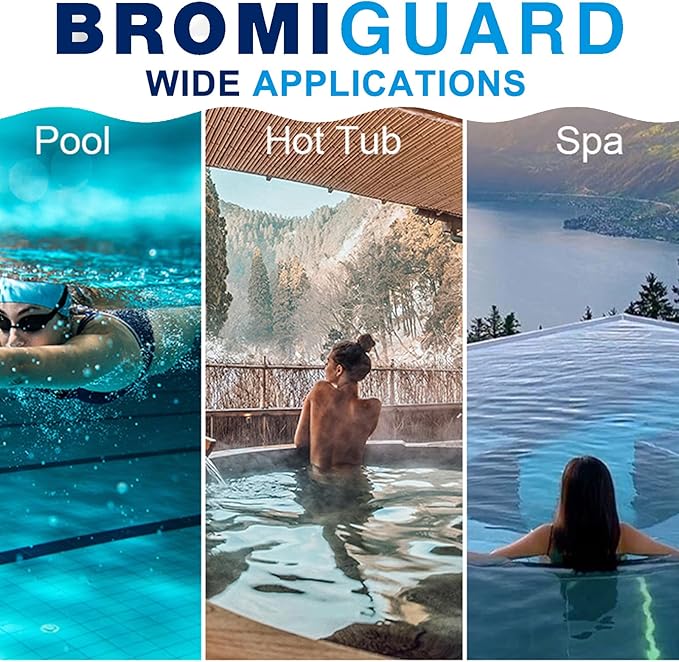 Pack of 2 | BROMIGUARD Bromine Tablets 1 Inch 4 Lbs for Spa Hot Tub Chemical Sanitizer Bromine Tabs | Long-Lasting 1" Brominating Tablets for Pools | Less Chlorine Odor Total 8 Pounds
