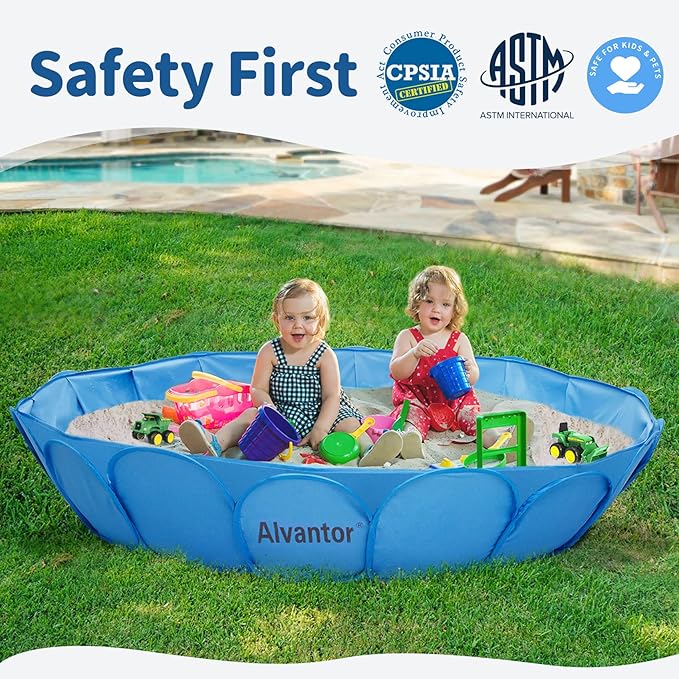 Alvantor Pet Swimming Pool Dog Bathing Tub Kiddie Pools Cat Puppy Shower Spa Foldable Portable Indoor Outdoor Pond Ball Pit 63"x12" Patent Pending