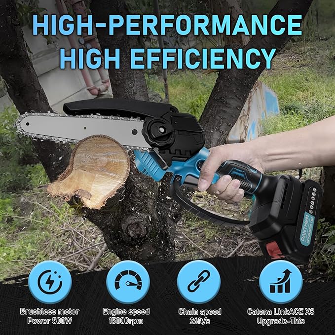 2 in 1 Cordless 6 inch Pole Saw & Mini Chainsaw with 2× 21V Battery, Electric Polesaw with Extension Pole for Tree Trimming