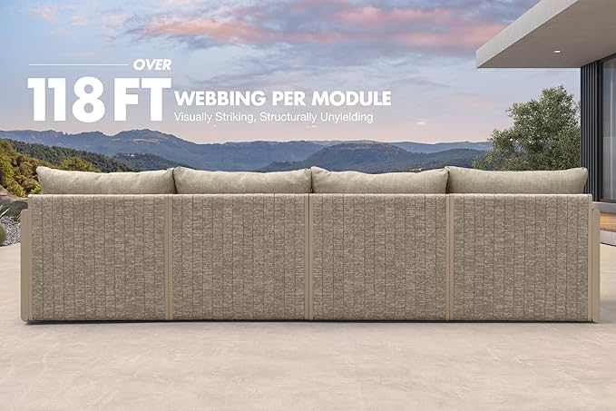 PURPLE LEAF 9 Pieces Patio Conversation Sets with Ottoman All Weather Outdoor Couch Sectional Set with Cushion Small Conversation Set for Garden Poolside Backyard Beige