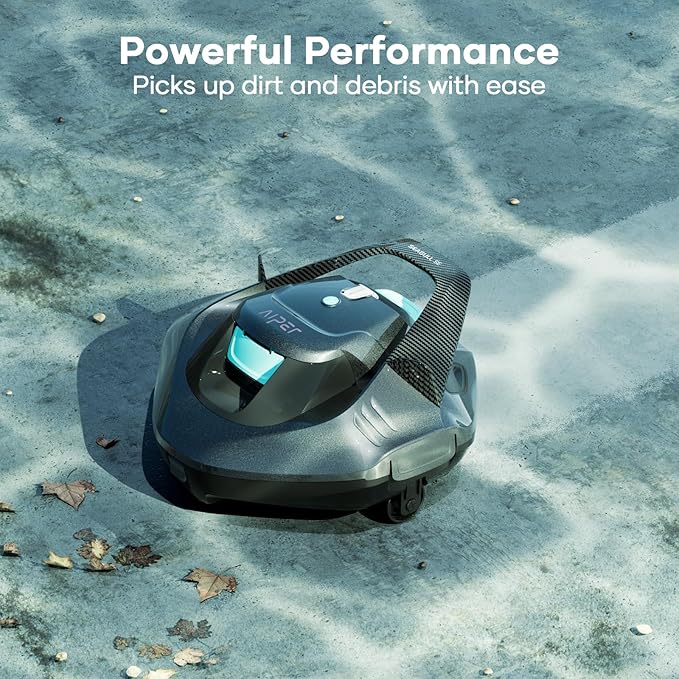 AIPER Cordless Robotic Pool Cleaner, Pool Vacuum Lasts 90 Mins, LED Indicator, Self-Parking, Ideal for Above-Ground Flat Pool up to 860 sq.ft