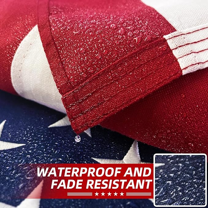 Premium American Flag 2x3 Ft TearProof Series for Outside, Heavy Duty Outdoor，Longest Lasting, Super Tough Fade Resistant Spun Polyester, High Wind US Outdoor Flags Embroidered Stars, Sewn Stripes, Brass Grommets