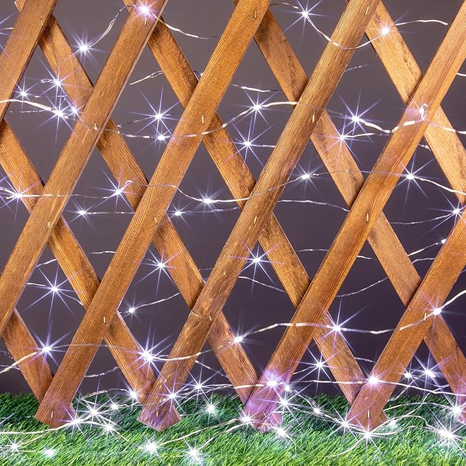 Solar String Lights for Outside,200FT 600 LEDs Solar Fairy Lights,Waterproof 8 Modes Button Outdoor String Light for Patio Garden Backyard Tree Wedding Christmas,Silver Wire,Cool White