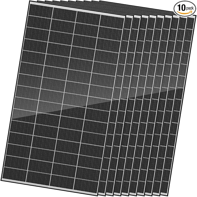 Renogy 320 Watts Solar Panels 10PCS 12V/24V N-Type 18BB Solar Panel Monocrystalline Total 3200W On/Off Grid Application Over 1000 Watt Solar Panel 25% High Efficiency for Homes Roof RV Boat Black
